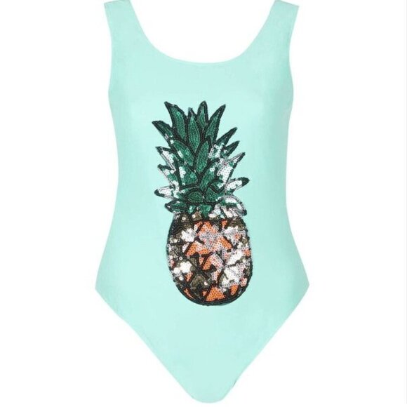 Rare London Sequin Pineapple One Piece Swimsuit - Picture 1 of 8
